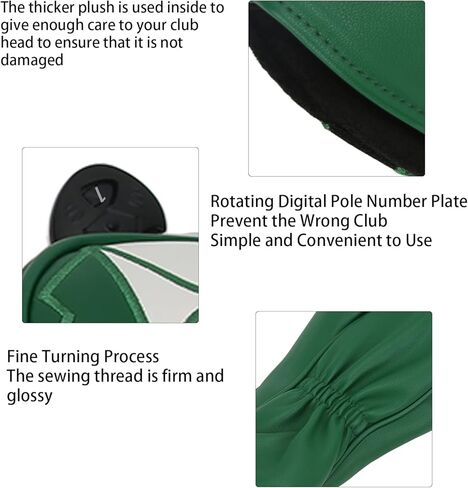 Asixxsix Golf Club Head Covers, Driver Hybrids Golf Head Covers, PU Waterproof Soft Thick Lining Golf Club Headcovers Golf Accessories with Elastic Neckline for Fairway in Kuwait