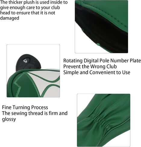 Asixxsix Golf Club Head Covers, Driver Hybrids Golf Head Covers, PU Waterproof Soft Thick Lining Golf Club Headcovers Golf Accessories with Elastic Neckline for Fairway in Kuwait