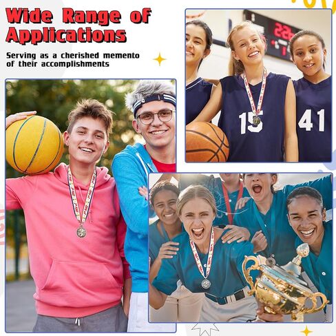 24 Pcs Metal Round Award Medals 2 Inches Gold Silver Bronze Prizes with Neck Ribbon 1st 2nd 3rd Place Medals for Awards Winner Trophy Award for Sports Competitions Party in Kuwait