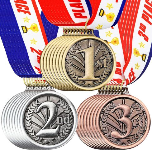 24 Pcs Metal Round Award Medals 2 Inches Gold Silver Bronze Prizes with Neck Ribbon 1st 2nd 3rd Place Medals for Awards Winner Trophy Award for Sports Competitions Party in Kuwait