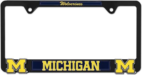 Elektroplate مرخص رسميًا - إطار لوحة ترخيص Michigan Wolverines Chrome مع شعارات ثلاثية الأبعاد ملتمسة | حامل علامة السيارة المعدنية الممتازة | ملحق السيارات المقاومة للطقس in Kuwait