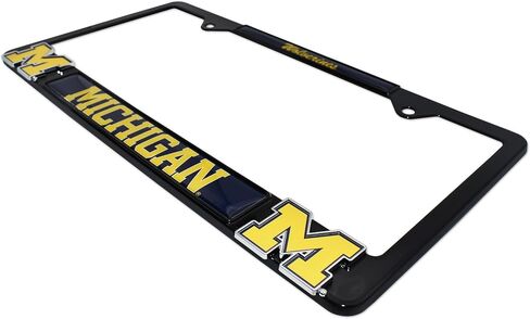 Elektroplate مرخص رسميًا - إطار لوحة ترخيص Michigan Wolverines Chrome مع شعارات ثلاثية الأبعاد ملتمسة | حامل علامة السيارة المعدنية الممتازة | ملحق السيارات المقاومة للطقس in Kuwait