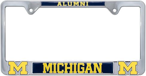 Elektroplate مرخص رسميًا - إطار لوحة ترخيص Michigan Wolverines Chrome مع شعارات ثلاثية الأبعاد ملتمسة | حامل علامة السيارة المعدنية الممتازة | ملحق السيارات المقاومة للطقس in Kuwait