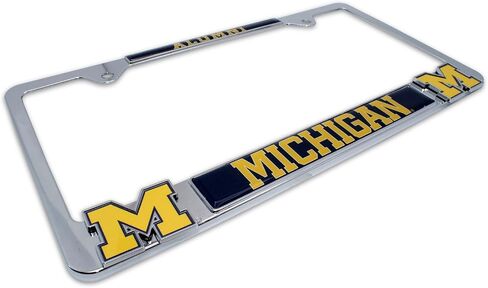 Elektroplate مرخص رسميًا - إطار لوحة ترخيص Michigan Wolverines Chrome مع شعارات ثلاثية الأبعاد ملتمسة | حامل علامة السيارة المعدنية الممتازة | ملحق السيارات المقاومة للطقس in Kuwait
