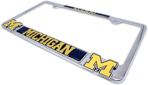 Elektroplate مرخص رسميًا - إطار لوحة ترخيص Michigan Wolverines Chrome مع شعارات ثلاثية الأبعاد ملتمسة | حامل علامة السيارة المعدنية الممتازة | ملحق السيارات المقاومة للطقس in Kuwait