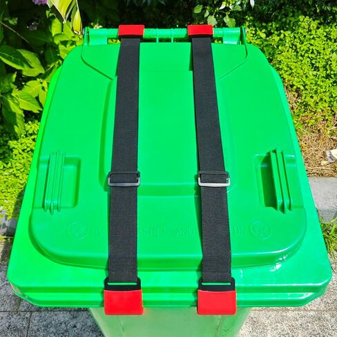 قطعة واحدة من سلة المهملات المعدنية ذات المخلب المزدوج يمكن قفل الأشرطة للحيوانات، قفل سلة المهملات بحبل بنجي، سلة قمامة الراكون الخارجية يمكن أن تغطي الأشرطة للحفاظ على الراكون، غطاء سلة المهملات يقفل سلك بنجي بالخارج 【خطافات حمراء】 in Kuwait