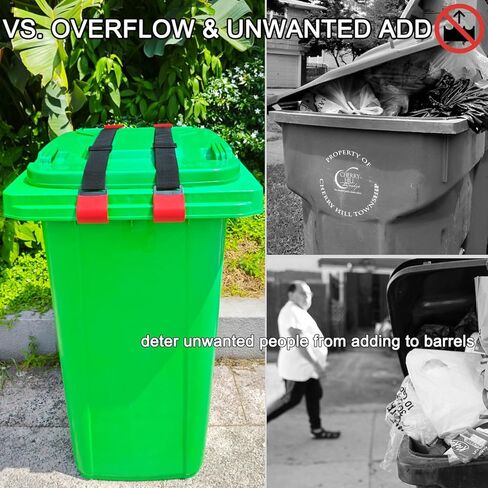 قطعة واحدة من سلة المهملات المعدنية ذات المخلب المزدوج يمكن قفل الأشرطة للحيوانات، قفل سلة المهملات بحبل بنجي، سلة قمامة الراكون الخارجية يمكن أن تغطي الأشرطة للحفاظ على الراكون، غطاء سلة المهملات يقفل سلك بنجي بالخارج 【خطافات حمراء】 in Kuwait