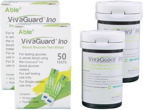 Ino Blood Glucose Test Strips for Diabetes - 200 Counts Accurate Diabetic Test Strips for Monitoring Blood Sugar - Compatible with Vivaguard Ino Glucometers Only, Green in Saudi Arabia