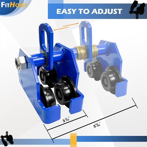Manually Trolley 1 Ton | 2200LBS Capacity Steel Push Beam Trolley | Adjustable for I-Beam Flange Width 3" to 4.6" | Installed onto Various Beams in Kuwait