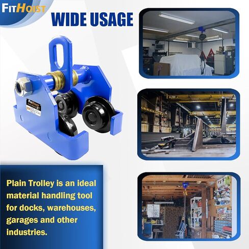 Manually Trolley 1 Ton | 2200LBS Capacity Steel Push Beam Trolley | Adjustable for I-Beam Flange Width 3" to 4.6" | Installed onto Various Beams in Kuwait