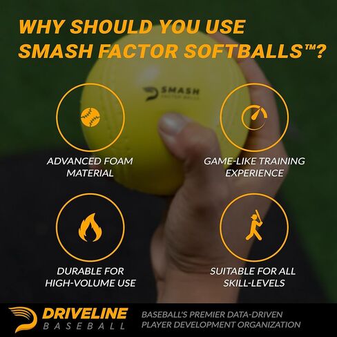 Driveline Baseball Smash Factor Balls™ - 12 Pack of 3 oz. Balls - Soft Spongy Material - Perfect for Hitting Practice in Kuwait