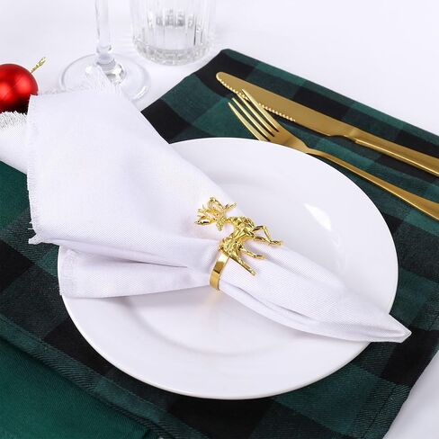 Christmas Napkin Rings Set of 12,Xmas Silver Deer Napkin Ring Set,Reindeer Napkin Buckles Holders for Christmas,Thanksgiving,Harvest,Dinner Party,Birthday,Table Decoration in Kuwait