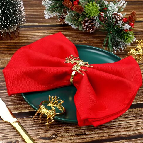 Christmas Napkin Rings Set of 12,Xmas Silver Deer Napkin Ring Set,Reindeer Napkin Buckles Holders for Christmas,Thanksgiving,Harvest,Dinner Party,Birthday,Table Decoration in Kuwait