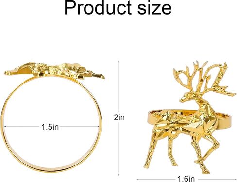 Christmas Napkin Rings Set of 12,Xmas Silver Deer Napkin Ring Set,Reindeer Napkin Buckles Holders for Christmas,Thanksgiving,Harvest,Dinner Party,Birthday,Table Decoration in Kuwait