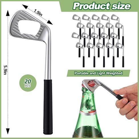10 Pcs Golf Club Bottle Opener Novelty Groomsmen Gift Golf Bottle Opener Golf Bachelor Party Favors for Golfer Valentine's Day Golf Lover Beer Enthusiast, Made from Zinc Alloy (Silver) in Kuwait