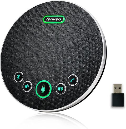 مكبر صوت مؤتمر Tenveo مع ميكروفون، بلوتوث/لاسلكي/USB متعدد الاتجاهات مكبر صوت بخاصية إلغاء الضوضاء، مكالمة جماعية 360 درجة تعمل مع فرق Skype Zoom لاجتماع عبر الإنترنت من 10 إلى 12 شخصًا in Kuwait