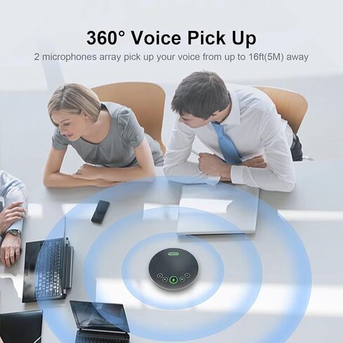 مكبر صوت مؤتمر Tenveo مع ميكروفون، بلوتوث/لاسلكي/USB متعدد الاتجاهات مكبر صوت بخاصية إلغاء الضوضاء، مكالمة جماعية 360 درجة تعمل مع فرق Skype Zoom لاجتماع عبر الإنترنت من 10 إلى 12 شخصًا in Kuwait