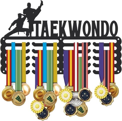 SUPERDANT Waterpolo Medal Hanger Display Man Sports Medal Holder 5 Rows 20 Hangers Wall Mount Medals Hanging Hooks Matte Black Metal Display Rack Iron Race Ribbon Award Organizer for Athletes in Kuwait