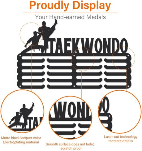 SUPERDANT Waterpolo Medal Hanger Display Man Sports Medal Holder 5 Rows 20 Hangers Wall Mount Medals Hanging Hooks Matte Black Metal Display Rack Iron Race Ribbon Award Organizer for Athletes in Kuwait