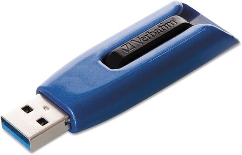 Verbatim 128GB USB 3.0 Store 'N' Go V3 Max Flash Drive - Cap-Less & PC/Mac Compatible - Blue in Saudi Arabia