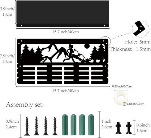 CREATCABIN Cheerleader Medal Hanger Display Trophy Shelf Cheerlead Medal Holder with Shelf Stand Sports 4 Rows Metal Hanging Wall Mount Frame Hold 70+ Medals for Competition Medals Rack 15.7x7.9Inch in Kuwait