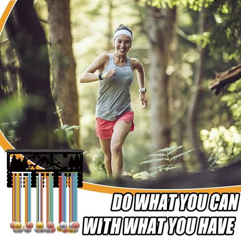 CREATCABIN Cheerleader Medal Hanger Display Trophy Shelf Cheerlead Medal Holder with Shelf Stand Sports 4 Rows Metal Hanging Wall Mount Frame Hold 70+ Medals for Competition Medals Rack 15.7x7.9Inch in Kuwait