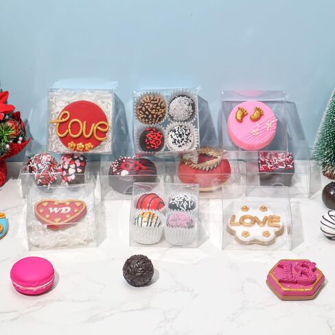 50pcs 4x4x2 Inch Plastic Clear Pastry Bakery Boxes Cookies Boxes Dount Boxes Truffle Boxes Browine Cake Boxes Chocolate Covered Strawberries BoxesTreat Boxes for Party Favors Wedding in Kuwait