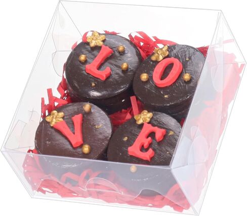 50pcs 4x4x2 Inch Plastic Clear Pastry Bakery Boxes Cookies Boxes Dount Boxes Truffle Boxes Browine Cake Boxes Chocolate Covered Strawberries BoxesTreat Boxes for Party Favors Wedding in Kuwait