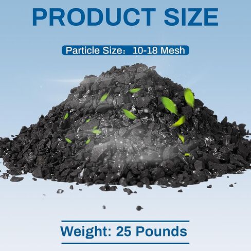 Timgle Bulk Water Air Filter الفحم المنشط بدن جوز الهند الحبيبي الكربون المنشط 10-18 شبكة تقطير المياه الفحم وسائل الإعلام للترشيح (6.6 رطل) in Kuwait
