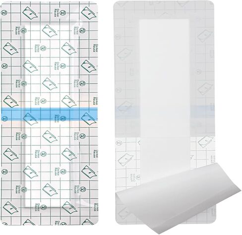 Large Waterproof Knee Replacement Surgery Adhesive Bandages Hip Surgery Shower Protector Cover Long Post Surgical Incision Wounds Island Dressing Bordered Gauze 4"x8" 14 Pack in Kuwait