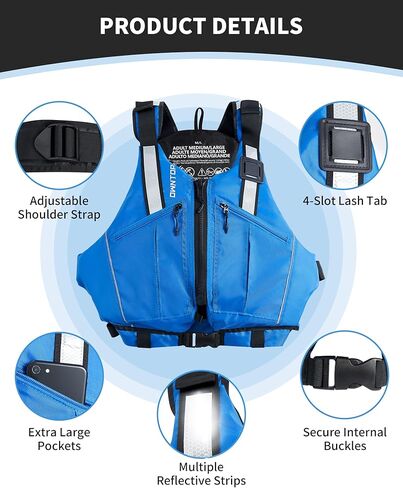 Owntop Swim Vest for Adults | Unrestricted Arm Movement | Extra-Large Pockets | Super-Thin | Kayak, Boating, Fishing in Kuwait