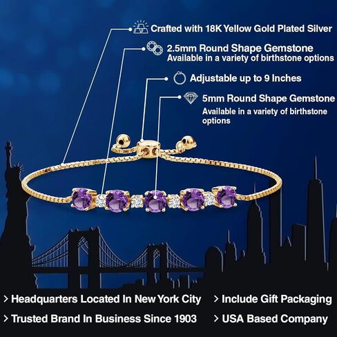 Gem Stone King 18K Yellow Gold Plated Silver Green Created Emerald and White Lab Grown Diamond Tennis Bracelet For Women (4.46 Cttw, Fully Adjustable Up to 9 Inch) in Saudi Arabia