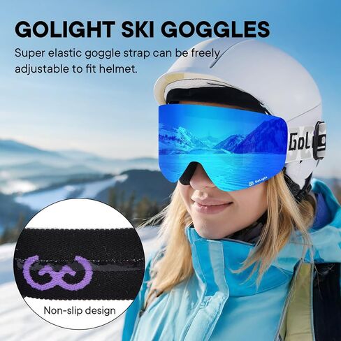 OTG Ski Goggles, Over Glasses Ski Goggles for Men Women, Frameless 100% UV Protection Anti Fog Unisex Snow Winter Goggles, for Snowboarding Snowmobile Skydiving, Full Green Revo, YG-83 in Kuwait