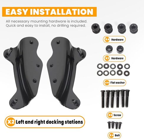 ECOTRIC 4 Point Docking Hardware Kit Compatible with 2014-2023 Harley Davidson Touring Street Glide Electra Road Black Replacement for 52300354 in Saudi Arabia