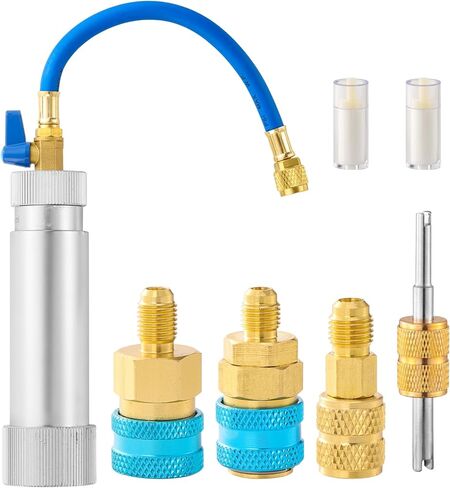 AC Oil Injector Kit for R1234YF R134A R410A, AC Dye Oil Injector Kit with 1/4" SAE Connector, R1234YF R134A Low Side Quick Coupler, R410 Mini Split Adapter, R1234YF Dye Injector for HVAC System in Saudi Arabia