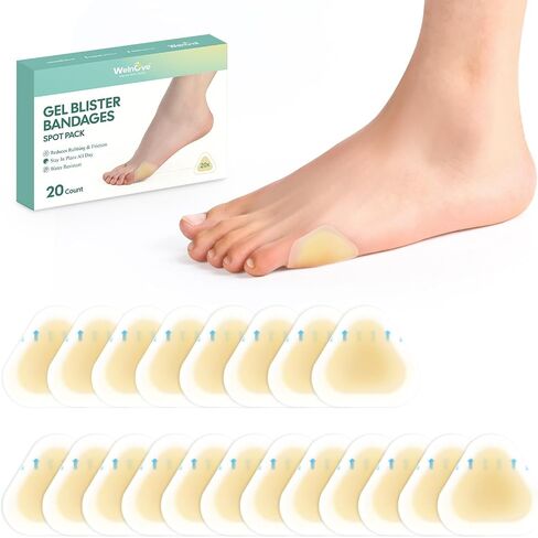 Gel Blister Bandages Blister Pads - Welnove 20t Upgraded Bandages for Wound Care and Blisters - Waterproof Hydrocolloid Bandages for Heel - (Bunion Pack) in Kuwait
