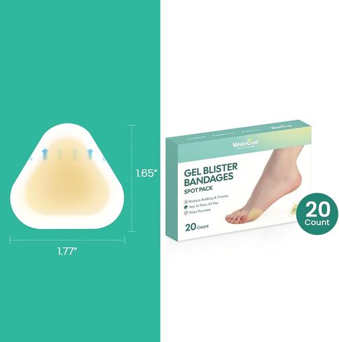 Gel Blister Bandages Blister Pads - Welnove 20t Upgraded Bandages for Wound Care and Blisters - Waterproof Hydrocolloid Bandages for Heel - (Bunion Pack) in Kuwait