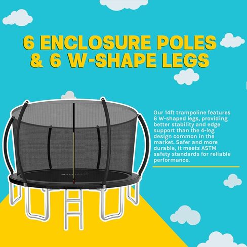 SkyBound Trampoline with Curved Safety Padded Poles - Large Outdoor Backyard ASTM Safety Approved Trampolines for Kids & Adults - Heavy Duty Recreational Outside Trampoline with Safety Net in Kuwait