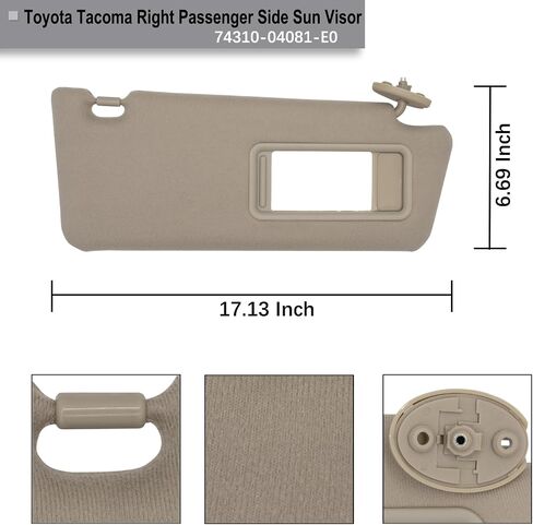 أقنعة الشمس من جانب الراكب الأيمن من NHILES متوافقة مع Toyota Tacoma 2005-2012 بدون ضوء #74320-04181-B0 رمادي in Kuwait
