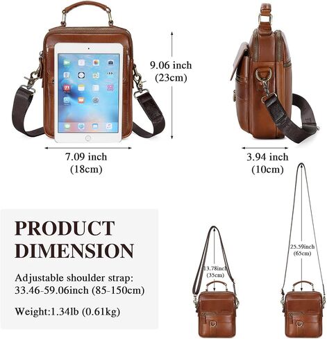 BAIGIO Men's Genuine Leather Shoulder Bag Messenger Briefcase CrossBody Handbag Satchel Travel bag in Kuwait
