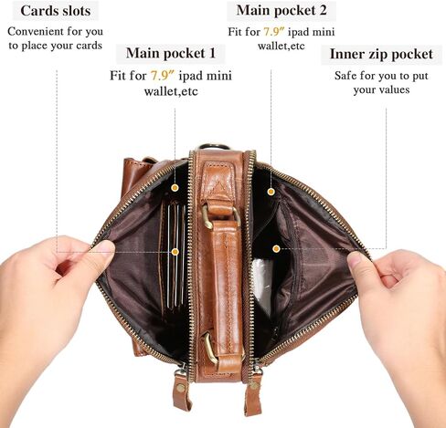 BAIGIO Men's Genuine Leather Shoulder Bag Messenger Briefcase CrossBody Handbag Satchel Travel bag in Kuwait