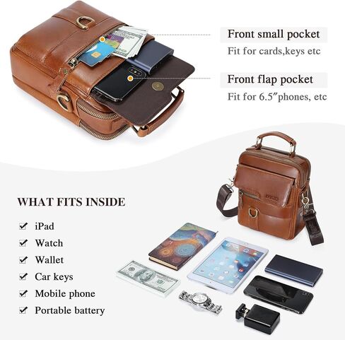 BAIGIO Men's Genuine Leather Shoulder Bag Messenger Briefcase CrossBody Handbag Satchel Travel bag in Kuwait