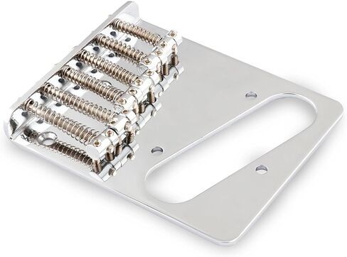 Metallor Guitar Bridge 6 Saddles Top Loader Bridge Vintage Style Compatible with Tele Telecaster Style Electric Guitar Parts Accessories Chrome. in Kuwait