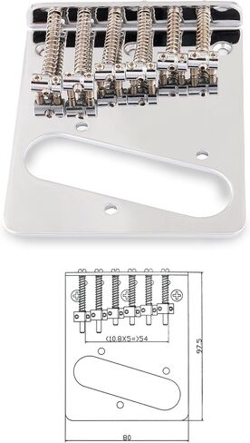 Metallor Guitar Bridge 6 Saddles Top Loader Bridge Vintage Style Compatible with Tele Telecaster Style Electric Guitar Parts Accessories Chrome. in Kuwait