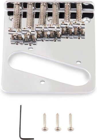 Metallor Guitar Bridge 6 Saddles Top Loader Bridge Vintage Style Compatible with Tele Telecaster Style Electric Guitar Parts Accessories Chrome. in Kuwait