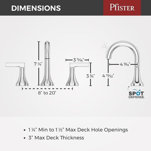 Pfister Vedra Bathroom Sink Faucet, 8-Inch Widespread, 2-Handle, 3-Hole, Spot Defense Brushed Nickel Finish, LF049VEDGS in Kuwait