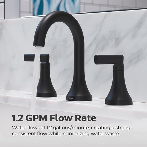 Pfister Vedra Bathroom Sink Faucet, 8-Inch Widespread, 2-Handle, 3-Hole, Spot Defense Brushed Nickel Finish, LF049VEDGS in Kuwait