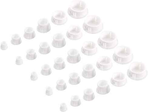 uxcell Plastic Hole Plugs, 155Pcs 6 Sizes 3/16" 1/4" 5/16" 3/8" 1/2" 1" Flush Type Panel Snap in Knockout Locking Plugs for Furniture Panels, Black in Kuwait