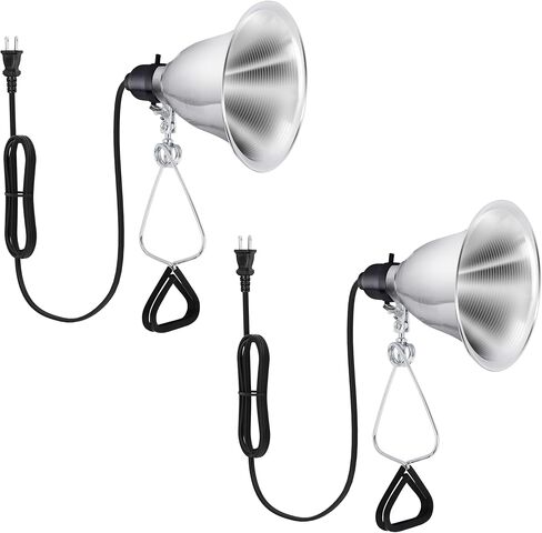 Healsmart 10.5" Clamp Light Socket and Bulb Guard, 250-Watt Maximum with 6 Feet 18/2 SPT-2 Cord, Aluminum Reflector E26 (no Bulb Included), for Reptiles and Plants Growing, 2-Pack in Kuwait