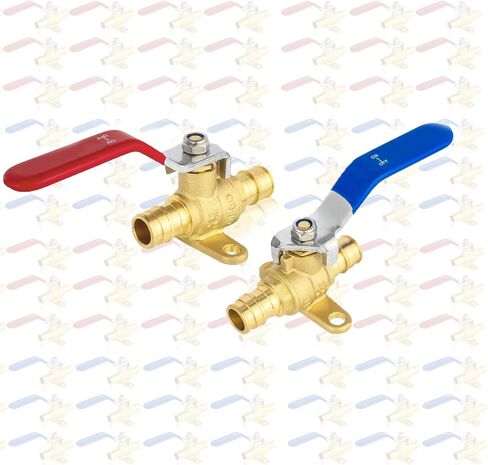 10 عبوات Guofis 1/2 بوصة PEX-A صمام كرة تمدد مع الأذن إسقاط ، صمامات الكرة النحاسية الكاملة للمنفذ لأنبوب PEX-A ، صمام الماء الساخن (الأحمر) والباردة (الأزرق) ، ASTM 1960 in Kuwait
